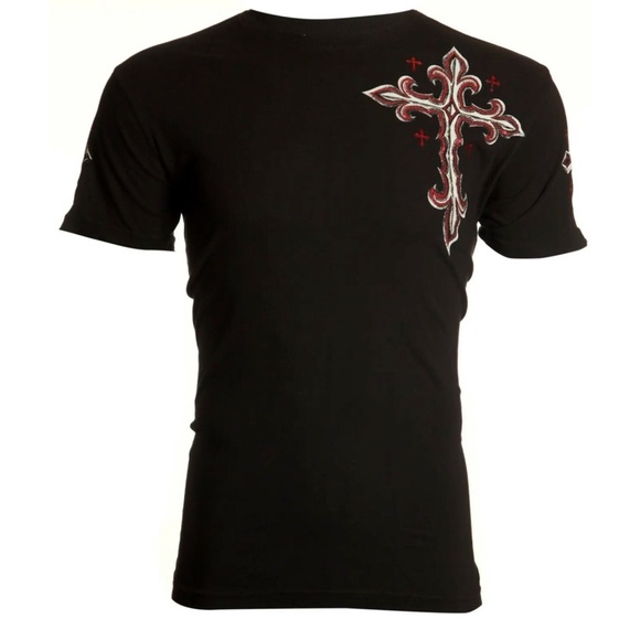 ARCHAIC by AFFLICTION Mens T-shirt Spine Wings Black Regular Fit S-4XL - Picture 4 of 9